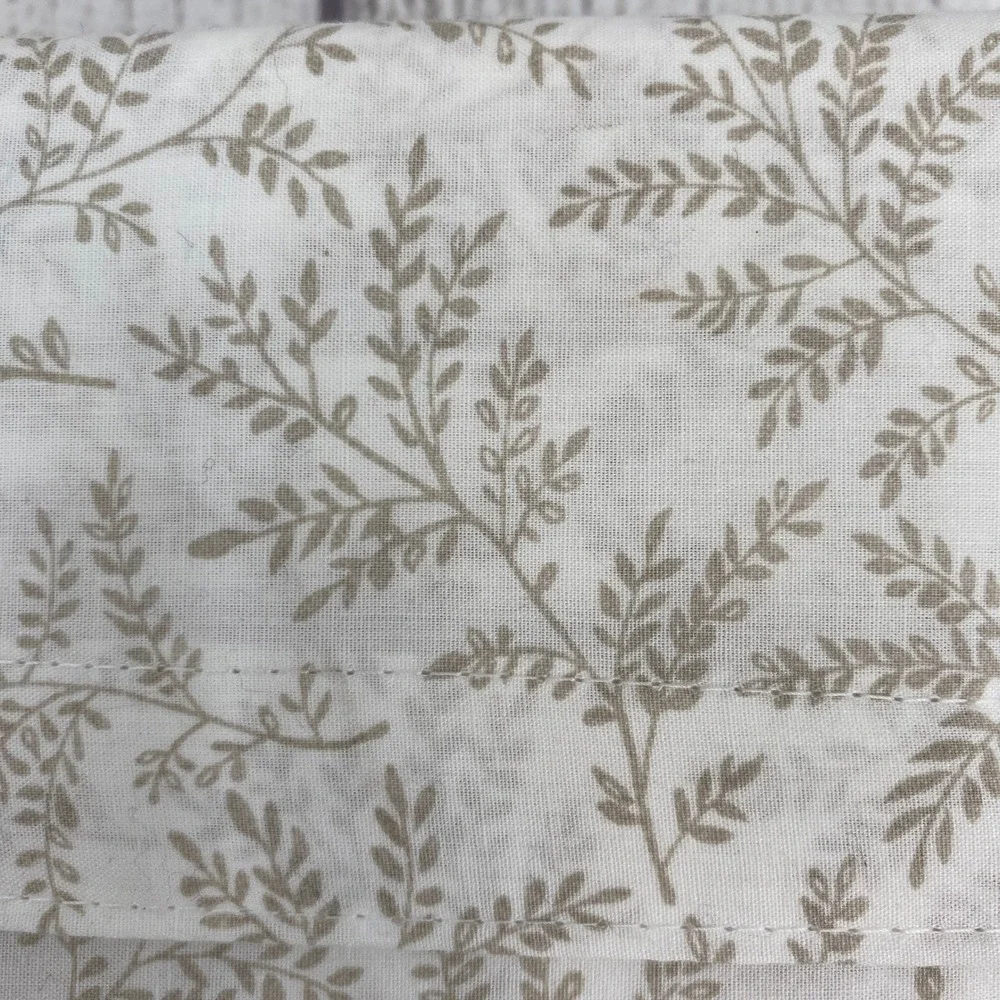 Martha Stewart Sheet Set Queen Sandcastle Tan White Cotton Botanical Vine 4pc